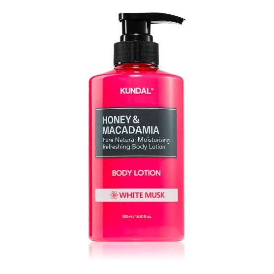 KUNDAL Honey & Macadamia Pure Body Lotion White Musk - Odżywcze mleczko do ciała o działaniu nawilżającym Białe piżmo 500ml