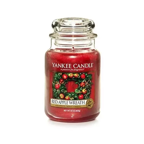 Yankee Candle ŚWIECA W SŁOIKU DUŻA Red Apple Wreath