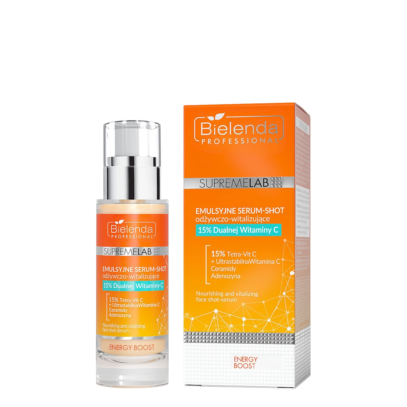 Bielenda Professional Supremelab ENERGY BOOST Emulsyjne serum-shot odżywczo-witalizujące 15% Podwójnej Witaminy C 30ml