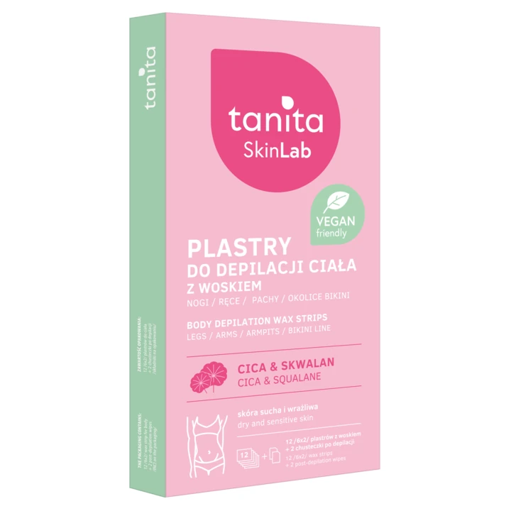Tanita Skinlab Plastry do depilacji ciała z woskiem Cica & Squalane 12 sztuk