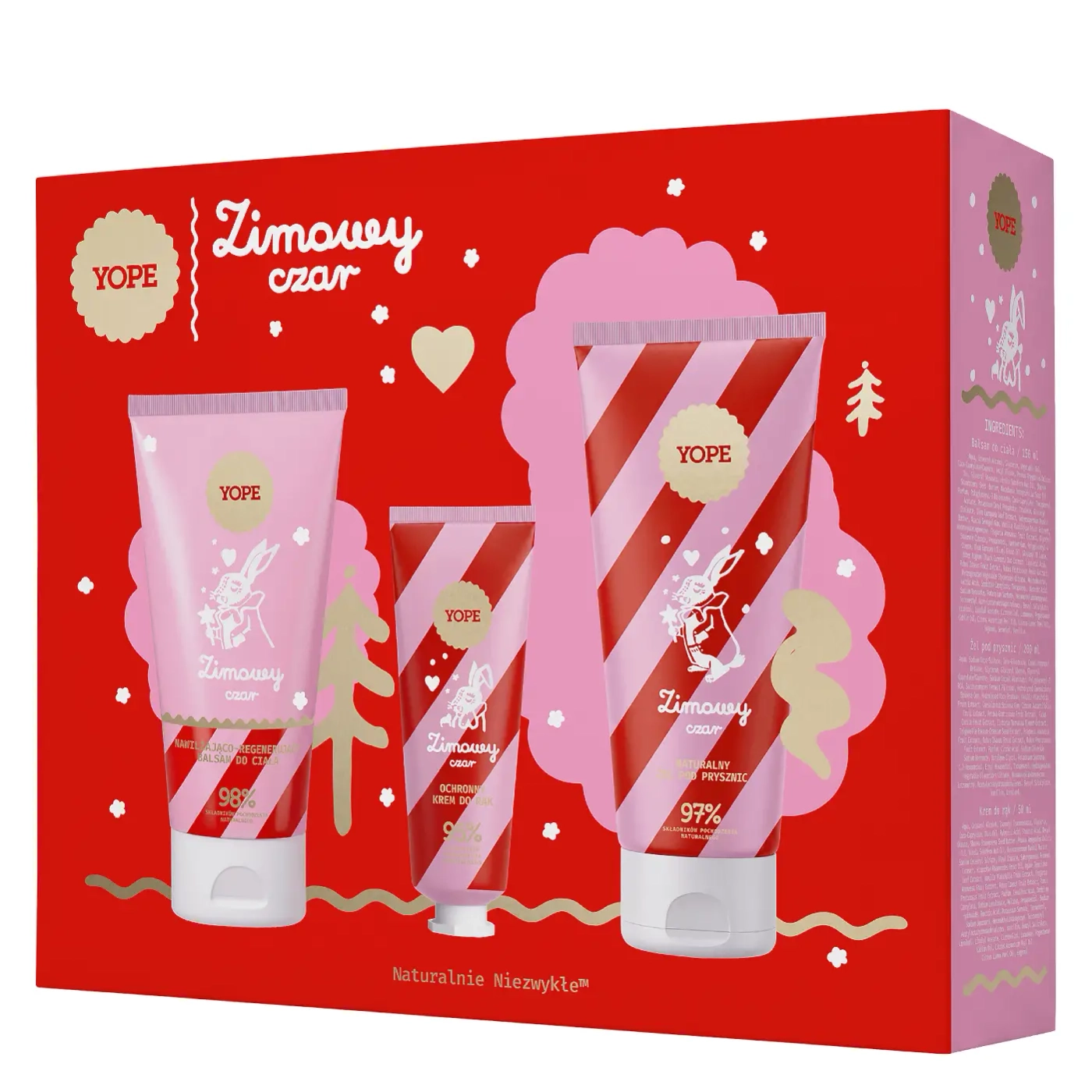 YOPE Zestaw Zimowy Czar Zestaw Prezentowy - Żel pod prysznic 200 ml + Balsam do ciała 150 ml + Krem do rąk 50 ml