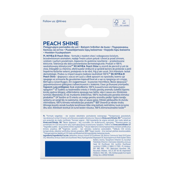 Nivea Pielęgnująca pomadka do ust Peach Shine 4.8g
