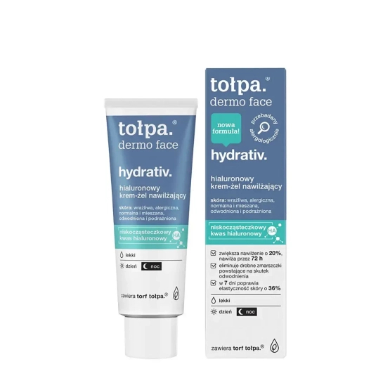 tołpa. dermo face, hydrativ. Nawilżający krem-żel łagodzący, LEKKI, DZIEŃ, 40 ml