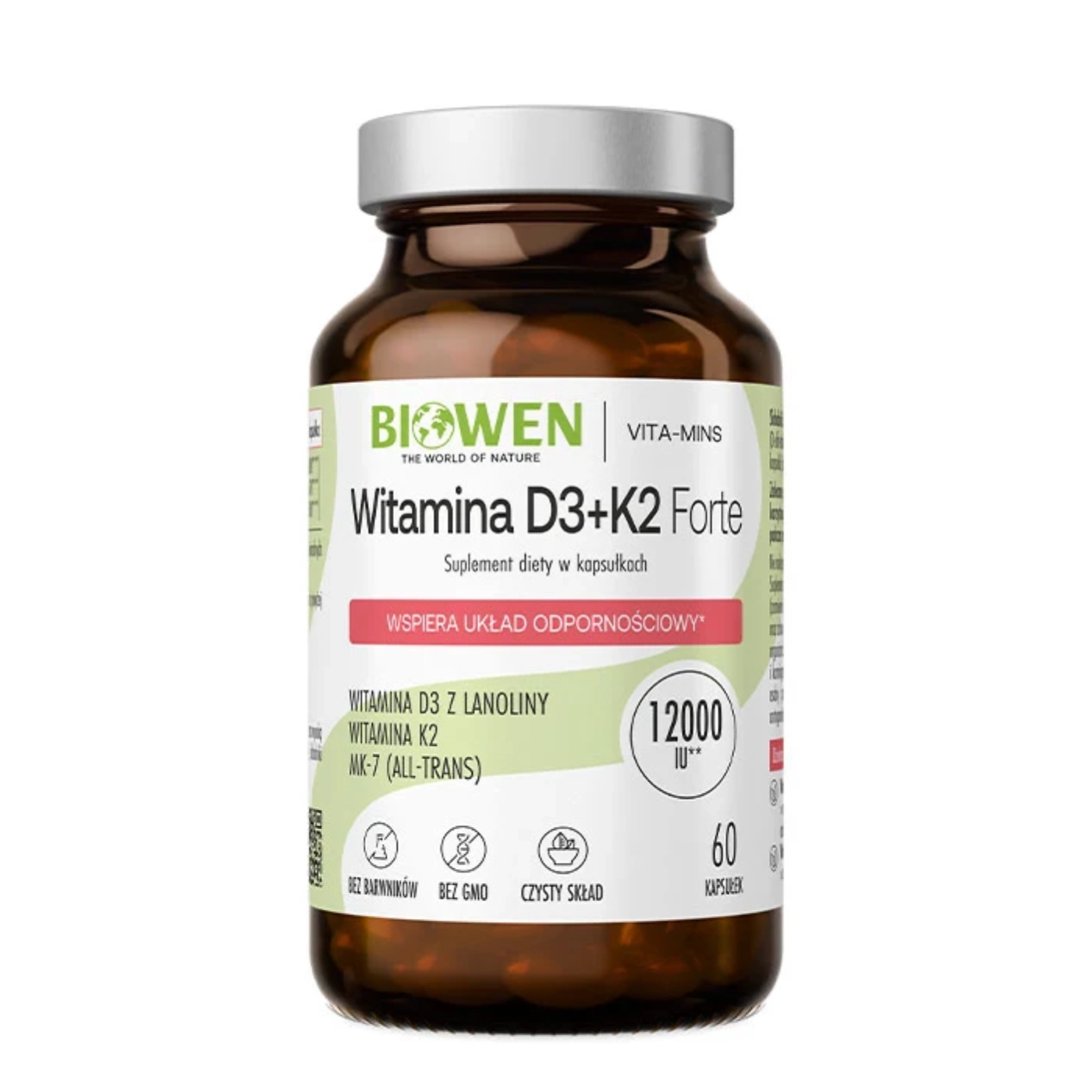 BIOWEN Witamina D3+K2 Forte 12.000iu, 60 kapsułek