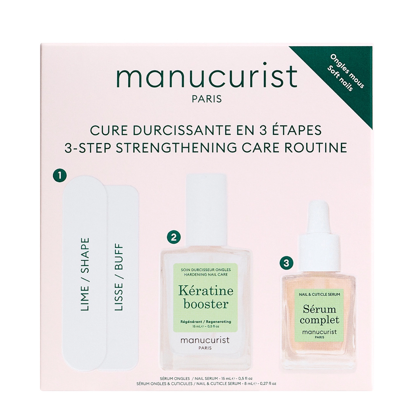 Manucurist Kuracja wzmacniająca Hardening Treatment Keratine booster + Complete serum + Mini Nail File