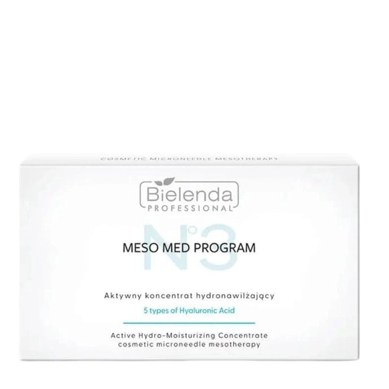 Bielenda Professional Meso Med Program Zestaw dostępnych koncentratów hydronawilżających z 5 formami kwasu hialuronowego 10x3 ml