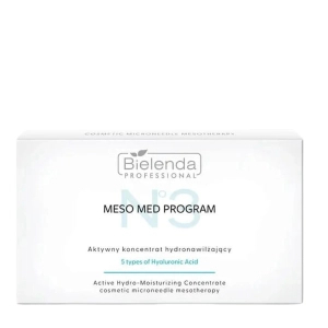 Bielenda Professional Meso Med Program Zestaw dostępnych koncentratów hydronawilżających z 5 formami kwasu hialuronowego 10x3 ml