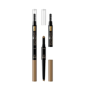 Eveline Cosmetics Brow Styler Multifunction 3w1 Kredka do brwi w sztyfcie z gąbeczką i szczoteczką 01 Medium Brown