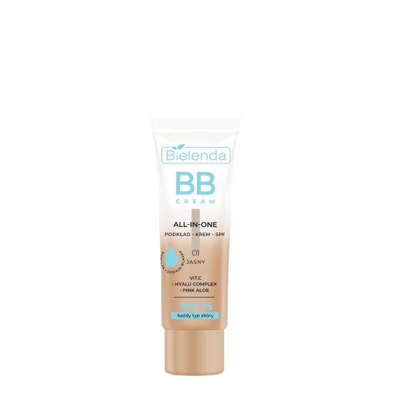 Bielenda BB CREAM all in one - podkład, krem, spf - każdy typ skóry, 01 jasny 30 g