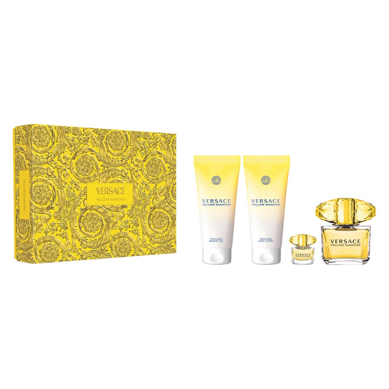 Versace Yellow Diamond zestaw woda toaletowa spray 90ml + balsam do ciała 100ml + żel pod prysznic 100ml + woda toaletowa 5ml