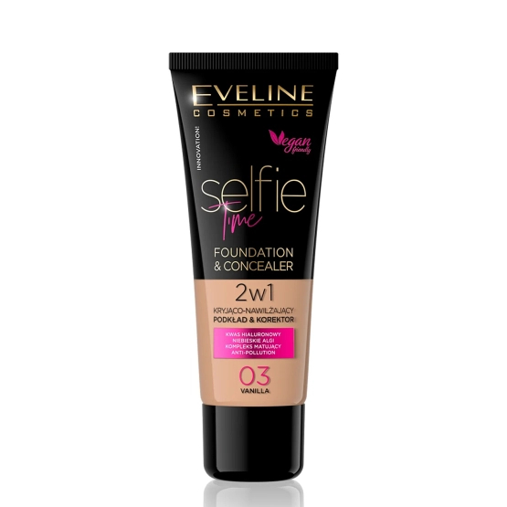 Eveline Cosmetics SELFIE TIME Kryjąco-nawilżający podkład & korektor 03 30ml