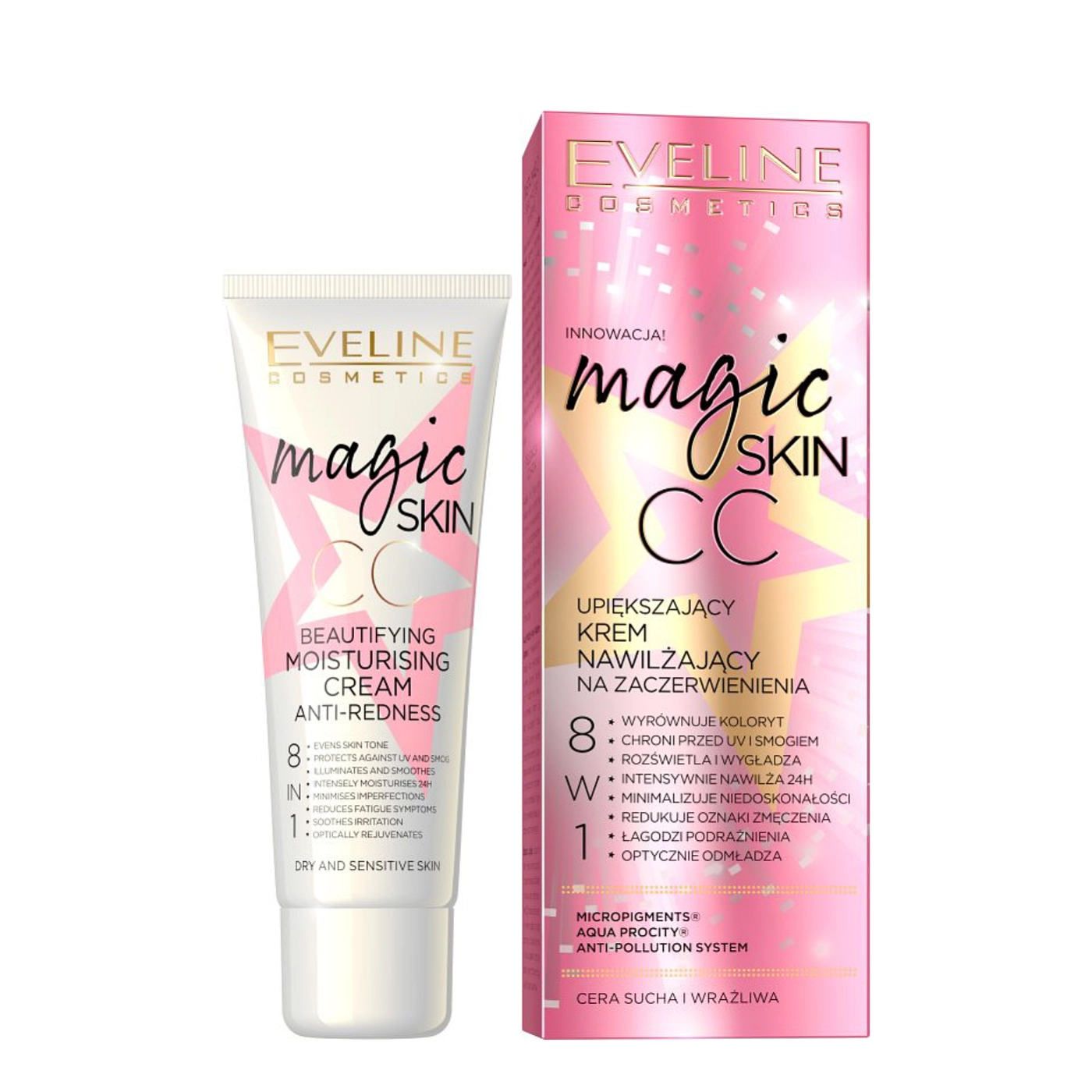 Eveline Cosmetics MAGIC SKIN CC Upiększający krem nawilżający na zaczerwienienia 8w1