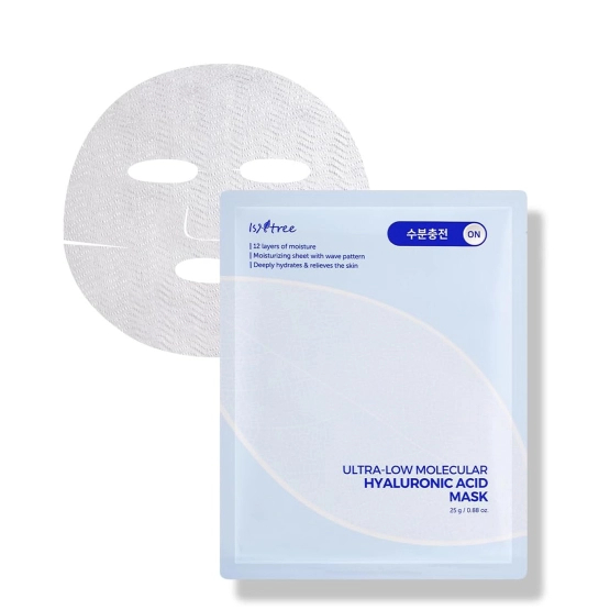 Isntree Ultra Low Molecular Hyaluronic Acid Mask - Nawilżająca maska w płachcie 10 sztuk
