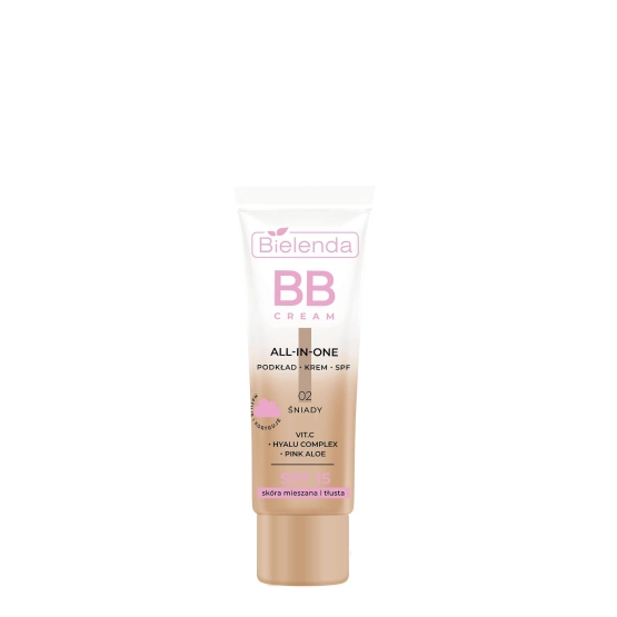 Bielenda BB CREAM all in one - podkład, krem, spf - skóra mieszana i tłusta, 02 śniady 30 g