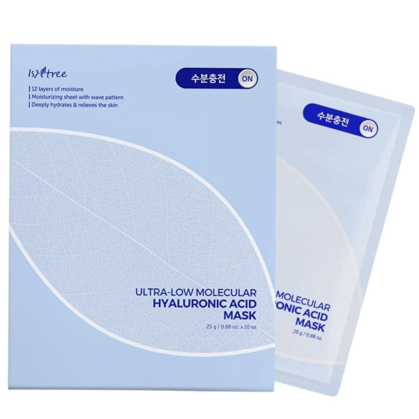 Isntree Ultra Low Molecular Hyaluronic Acid Mask - Nawilżająca maska w płachcie 10 sztuk